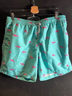 MaaMgic Men’s Blue Shark Swim Trunks Size 2XL Shorts Lined NWT